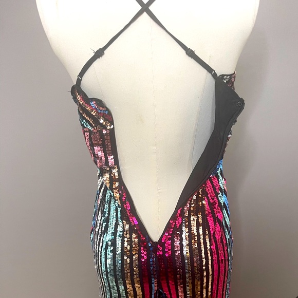 Sequin spaghetti straps multi color jump suit. - Picture 10 of 11